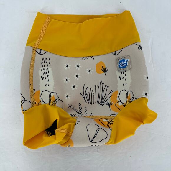 Happy Nappy Reusable Swim Diapers Yellow & Cream Size X-Large 1-2 years - Picture 1 of 6